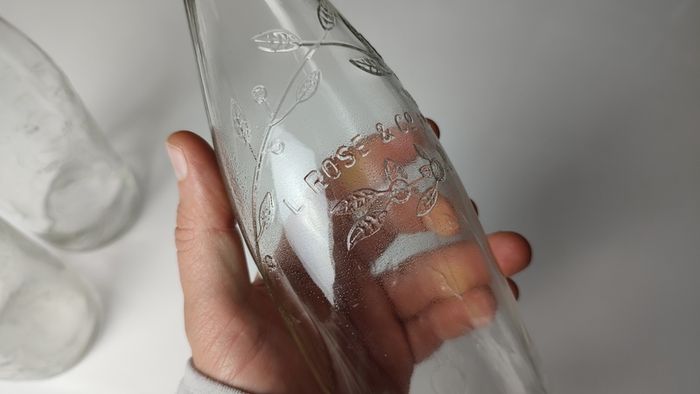 325 - Set of 3 Vintage Clear Glass Collectible Decorative L Rose and Co Bottles