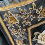 Sheer Silk Floral Scarf Wrap Black & Gold Large Rose Print Shawl / Pareo Image 4