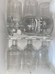 carlsberg half pint beer glasses brand new