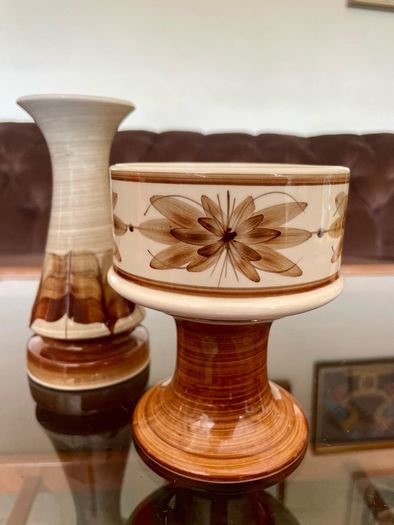 Vintage Set Jersey Pottery Planter Vase and Posy Vase Hand Painted 1970s
