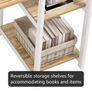 Office Desk 100cm with Monitor Stand, Oak Study Computer Desk, Reversible Storage Shelves, Space Saving, Easy Assembly, For Home and Small Spaces Image 4