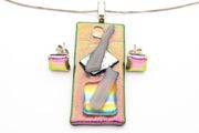 Vintage Sterling Silver Dichroic Glass Set