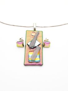 Vintage Sterling Silver Dichroic Glass Set