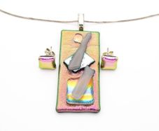 Vintage Sterling Silver Dichroic Glass Set