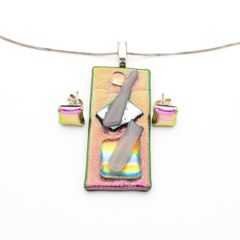 Vintage Sterling Silver Dichroic Glass Set