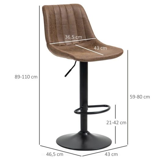 NEW SALE | Brown Leather Bar Stools, Armless, Upholstered, Large Round Base,