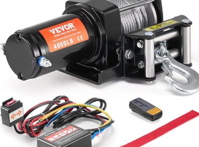 Heavy Duty 4000LB Electric Winch With Wireless & Wired Remote, Waterproof, Steel Cable