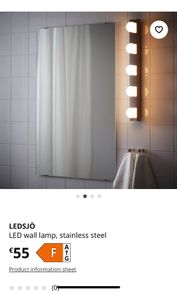 ikea bathroom/dresser lights x 2