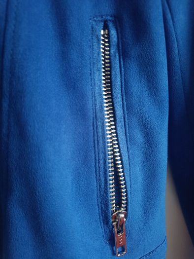 Cobalt Blue Faux Suede Biker Jacket