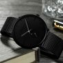 Men's  black ultra thin luxury wrist watch Image 3