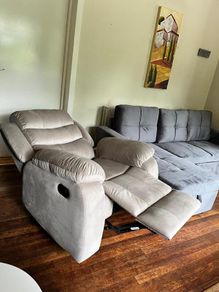 Single Chair Fabric Recliner Sofa - Brown