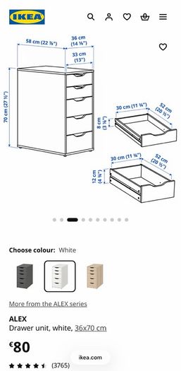 White desk with Alex drawers