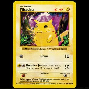 Pikachu Shadowless Yellow Cheeks 58/102 Common WOTC Base Set 1999 Pokemon Card Vintage