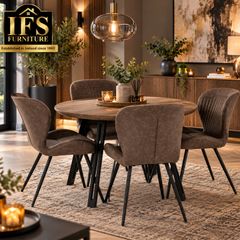Round dining table and four chairs set