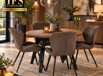 Round dining table and four chairs set