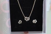 Pandora necklace/earrings infinity/heart perfect condition fully hallmarked