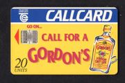 1994 Ireland 20 unit Gordon's Gin with the slogan "Go On... Call for a Gordon's" (Schlumberger SC7) Call Card Used. Telecom Eireann card number 1075