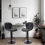 2x Modern Adjustable Swivel Bar Stools Kitchen Chairs, Faux Leather, Black Image 2