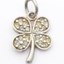 Vintage Signed Lucky Clover Sterling Silver & Cubic Zirconia Charm Image 3