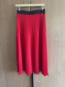 Maje red pleated midi skirt size 2 (UK 10)