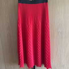 Maje red pleated midi skirt size 2 (UK 10)