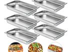 4PCS 13L Gastronorm Pans Steam Table Pans Tray Stainless Steel Food Container for Party BBQ Baking
