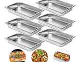 4PCS 13L Gastronorm Pans Steam Table Pans Tray Stainless Steel Food Container for Party BBQ Baking