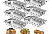 4PCS 13L Gastronorm Pans Steam Table Pans Tray Stainless Steel Food Container for Party BBQ Baking