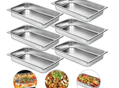 4PCS 13L Gastronorm Pans Steam Table Pans Tray Stainless Steel Food Container for Party BBQ Baking