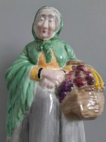 FIGURINE  - Old Lady - Carrying a Basket of Fruit