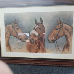 The Three Winter Kings" Framed Horse Racing Print (Hardy Eustace, Moscow Flyer, Kicking King)