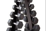 Hex dumbbells 2.5kg - 15kg + storage rack (new)