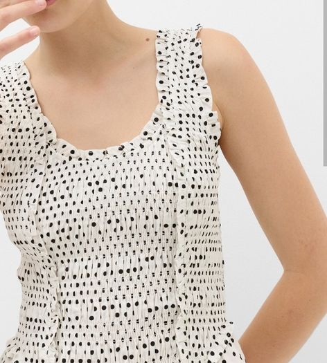M&S - Pure Cotton Polka Dot Ruffle Midi Skater Dress