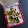 Oak Nut Leaf Enamel Brooch with Crystals Autumn Nature Jewellery Acorn Brooch Pin Badge Image 6