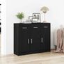 Sideboard Black Oak 91x28x75 cm Engineered Wood Image 2