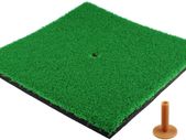 Golf Hitting Mats Indoor/Outdoor SBR Golf Mats with Rubber Tee Holder for Driving Range Practice, Backyard Use - Green, 12 X 12 Inch & 12