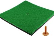 Golf Hitting Mats Indoor/Outdoor SBR Golf Mats with Rubber Tee Holder for Driving Range Practice, Backyard Use - Green, 12 X 12 Inch &amp; 12"X24"