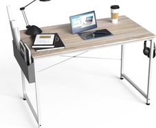 NEW SALE | Writing Computer Desk, Office Work Desk for student and worker, Laptop Table with Storage Bag and Headphone Hook,Modern Simple Style Desks for Bedroom, Home, Office(80x50x75cm)