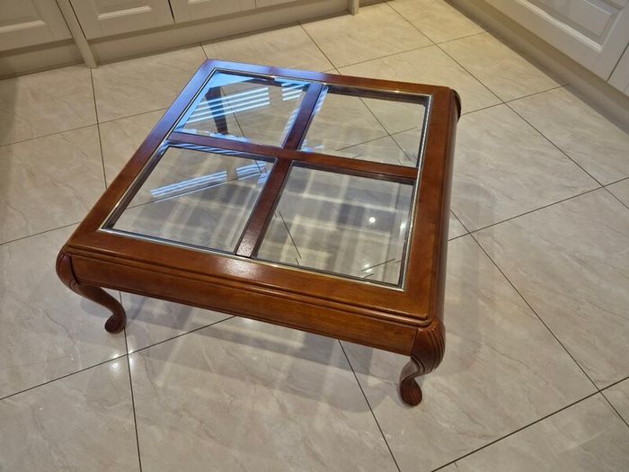 Solid Wood Glass Top Coffee Table
