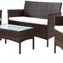 Rattan Garden Sofa Set 2 Chairs & Glass Table Image 2