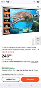 Projector Screen  100 inch moterized