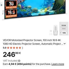 Projector Screen  100 inch moterized