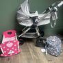 Dolls Pram, doll bay carrier & crib Image 4