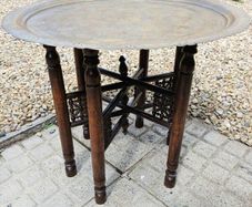 Antique Moroccan Brass Tray Table