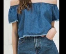 top betshka size medium denim off shoulder top