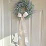 New mini 30cm faux wild lavender wreath with exaggerated linen and polka dot bow Image 8