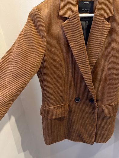 BERSHKA Tan Corduroy Blazer Jacket Size S!