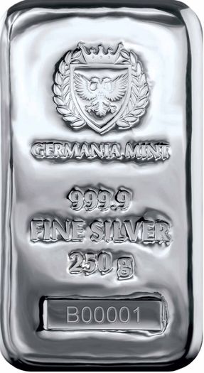 Silver Bar 250gm Germania Mint