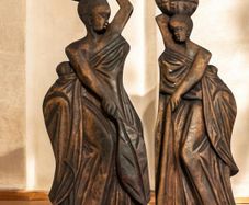Pair of Vintage Hand Carved Wooden African Wall Sculptures
