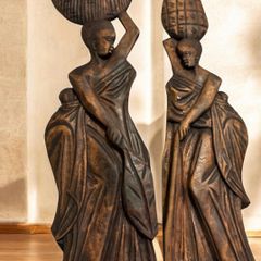 Pair of Vintage Hand Carved Wooden African Wall Sculptures